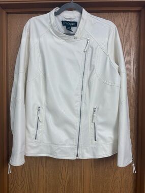 Lane Bryant White Faux Leather Moto Jacket